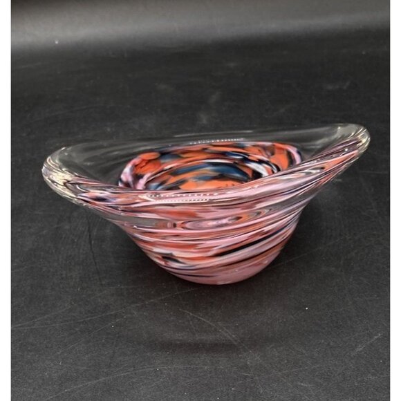 Art Glass Round Shaped Paperweight Paper Clip Holder End Of Day Abstract - Picture 5 of 10